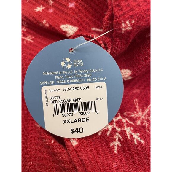 Arizona Body Juniors Waffle Long Sleeve 2pc. Shorts Pajama Set Red Heart XXL NWT - Picture 8 of 10